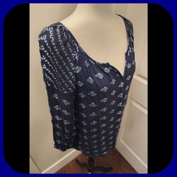 TRIBAL JEANS || Blue Boho Raglan Sleeve Top (SIZE M) - Picture 2 of 10